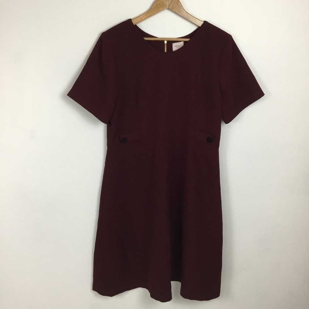Mary Crafts Pin Up Girl Burgundy Dress With Gold Zipper in Back size 18